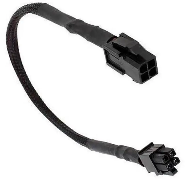 Alt view image 2 of 3 - Black Sleeved ATX 4 Pin P4 Male to P4 Female CPU Power Extension Cable, ATX P4 CPU Power Cord Extender for Desktop Computer Motherboard CPU Power Supply Connection
