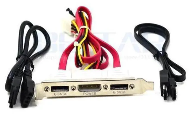 Alt view image 3 of 5 - 2 Ports SATA to eSATA PCI Bracket Cable, 3-in-1 Adapter with IDE 4 Pin Power, 30cm 2ft Extension Cord, Convert Internal SATA to External eSATA for Desktop PC Chassis Expansion Slot, Universal Compatib
