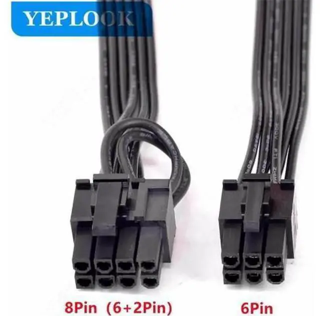Alt view image 3 of 4 - 60CM 18AWG PCIe 6Pin to 6Pin+8Pin GPU Modular Power Cable, Graphics Card Power Wire Compatible with CoolerMaster V Series Gold Fully Modular PSU V550 V650 V750 V850 V1000 V1300
