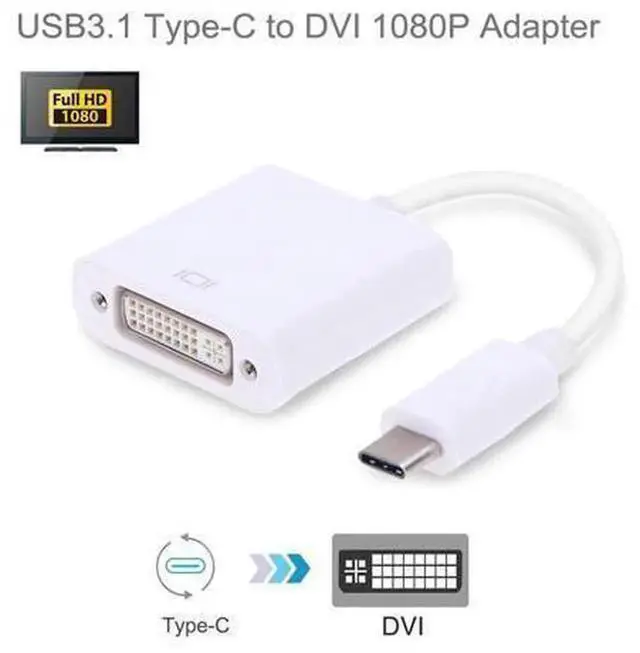 Alt view image 3 of 3 - Type C USB 3.1 Male to DVI Cable, 1080P Portable Video Display Adapter Cord, USB-C to DVI Converter Supporting Mirror & Extended Mode, Compatible with Laptops, Tablets, Phones with Video Output for Mo