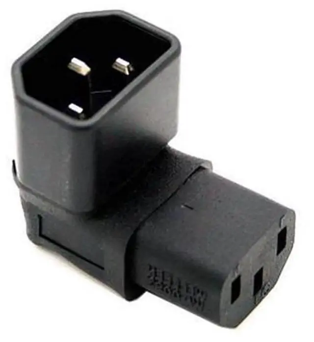 Alt view image 3 of 3 - IEC C14 Male to Upward 90 Degree Right Angled IEC C13 Female Power Adapter, Vertical Up Angled C14 to C13 Extension Connector for Server, PC, Rack Equipment Power Wiring