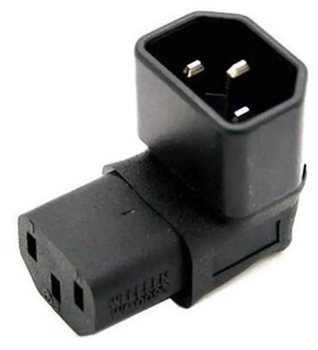 Alt view image 2 of 3 - IEC C14 Male to Upward 90 Degree Right Angled IEC C13 Female Power Adapter, Vertical Up Angled C14 to C13 Extension Connector for Server, PC, Rack Equipment Power Wiring