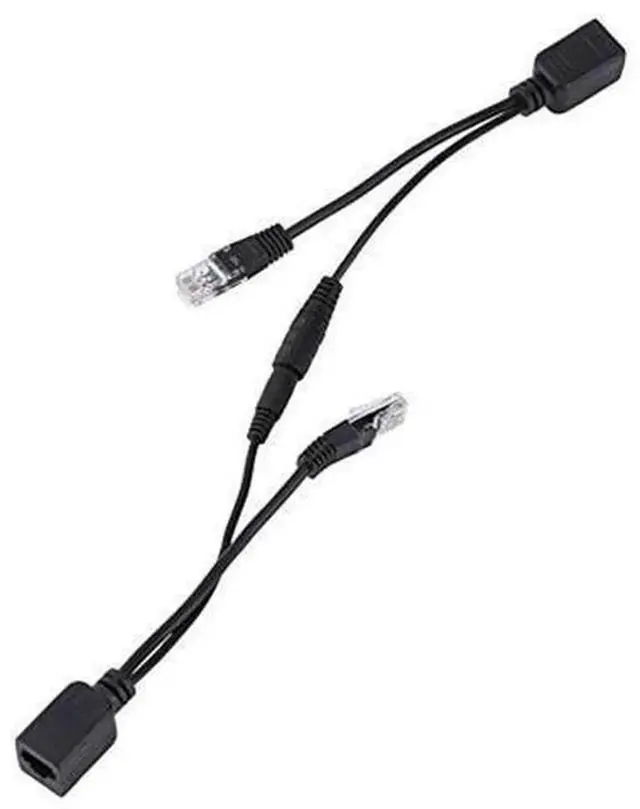 Alt view image 2 of 5 - 2Pcs Passive PoE Injector Splitter Cable Kit, RJ45 LAN DC Male Power Over Ethernet Adapter, Black Passive PoE Cable Set for IP Security Camera, Network Switch Ethernet Power Supply