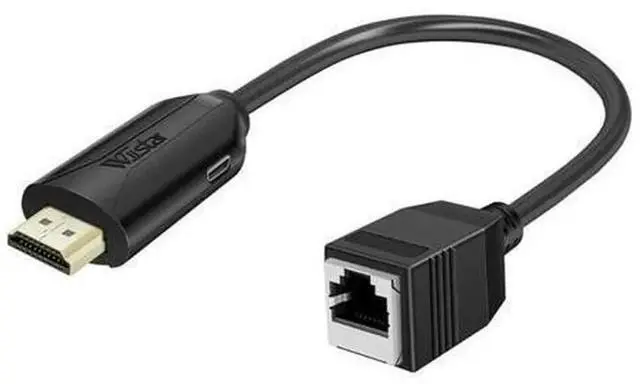 Main image of HDMI-Compatible Extender Over RJ45 Ethernet Cable, TX RX Transmitter Receiver Set, HDMI Signal Extension Adapter with Integrated Power Cable, Female Male RJ45 LAN HDMI Extender for HD Video Transmissi