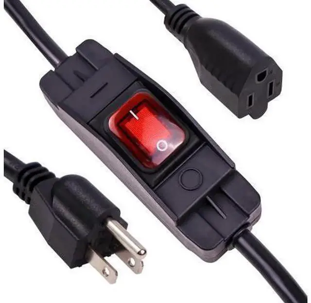 Main image of 3.4Ft Heavy Duty Outdoor Extension Power Cord, 18AWG 3 Prong Plug with Waterproof Switch, 10A 125V Weatherproof Extension Cable for Outdoor Equipment Electrical Connection