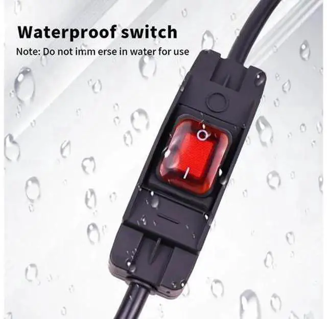 Alt view image 4 of 6 - 3.4Ft Heavy Duty Outdoor Extension Power Cord, 18AWG 3 Prong Plug with Waterproof Switch, 10A 125V Weatherproof Extension Cable for Outdoor Equipment Electrical Connection