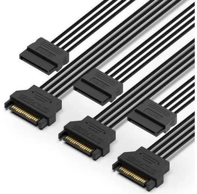 Main image of 3 Pack 50cm Straight SATA Power Extension Cable, 15 Pin SATA Male to Female Power Extender Adapter Cord for Serial ATA HDD SSD CD Writer CD ROM Optical Drives