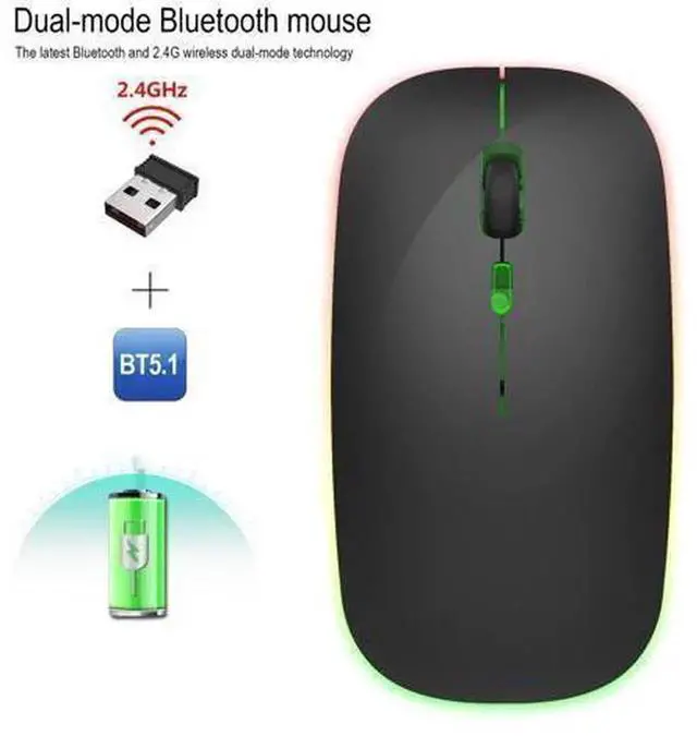 Main image of M40 Dual Mode Wireless Mouse, 2.4G & Bluetooth Connection, Multi-Color Glowing Silent Click Mouse, Portable Wireless Mice for Laptop Desktop PC Office Daily Use