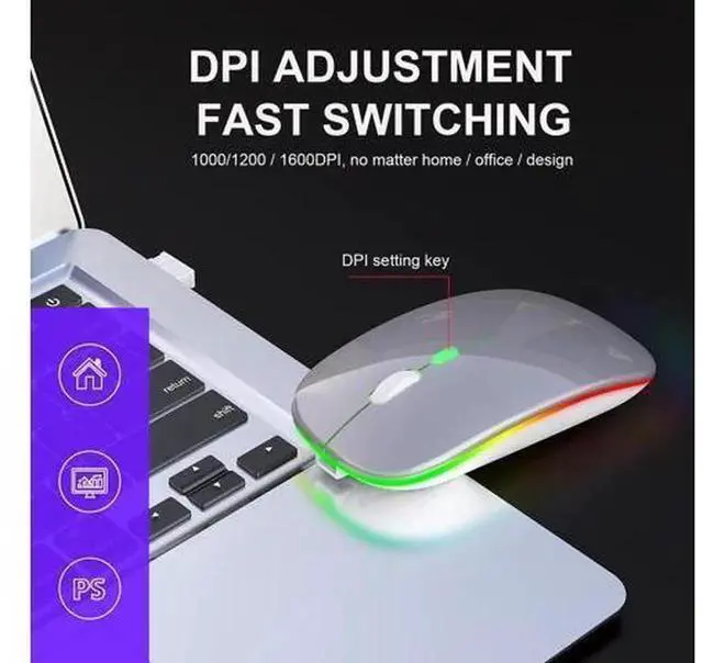 Alt view image 3 of 7 - M40 Dual Mode Wireless Mouse, 2.4G & Bluetooth Connection, Multi-Color Glowing Silent Click Mouse, Portable Wireless Mice for Laptop Desktop PC Office Daily Use