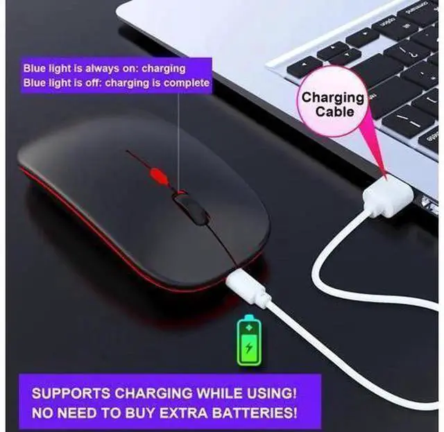Alt view image 7 of 7 - M40 Dual Mode Wireless Mouse, 2.4G & Bluetooth Connection, Multi-Color Glowing Silent Click Mouse, Portable Wireless Mice for Laptop Desktop PC Office Daily Use