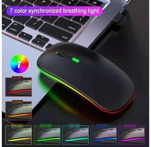 Alt view image 4 of 7 - M40 Dual Mode Wireless Mouse, 2.4G & Bluetooth Connection, Multi-Color Glowing Silent Click Mouse, Portable Wireless Mice for Laptop Desktop PC Office Daily Use
