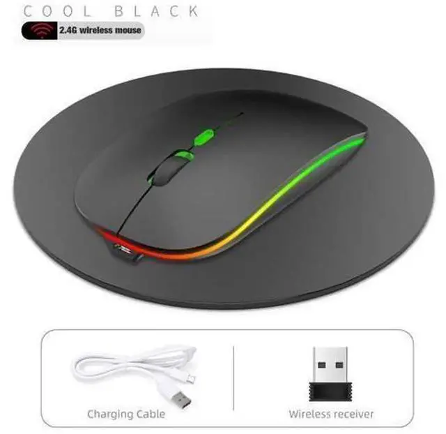 Alt view image 5 of 7 - M40 Dual Mode Wireless Mouse, 2.4G & Bluetooth Connection, Multi-Color Glowing Silent Click Mouse, Portable Wireless Mice for Laptop Desktop PC Office Daily Use