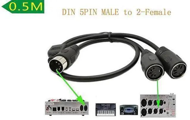 Alt view image 2 of 3 - DIN 5-Pin Splitter Y Adapter MIDI Cable, MIDI 5 Pin Male to Dual DIN 5 Female Audio Extension Cable, D5P M-2F MIDI Y Splitter Cord for Synthesizer Controller, 0.5 Meter