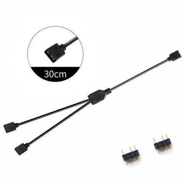 Main image of ARGB 5V 3Pin Extension Splitter Cable 30cm, 5V Addressable RGB 3Pin 1 to 2 Splitter Adapter Cord for PC Case LED Fan, Not Compatible with 12V 4Pin RGB Lighting