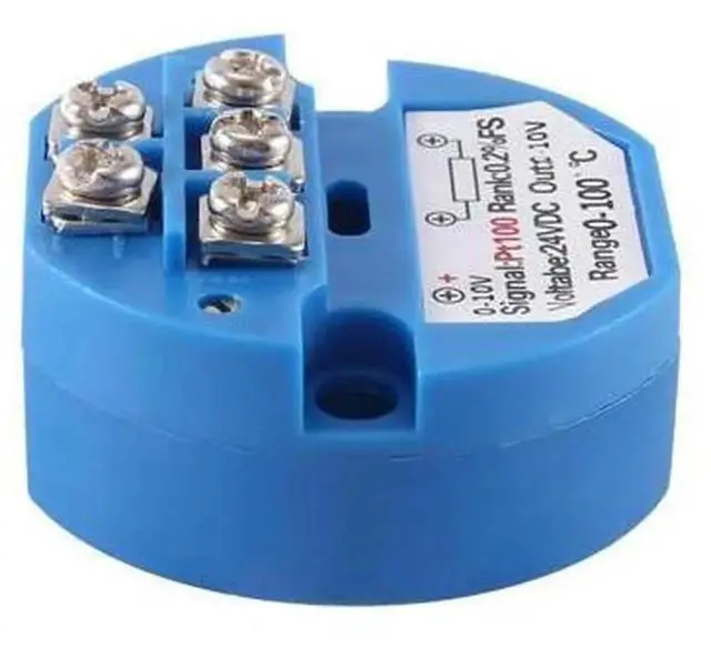 Alt view image 2 of 4 - PT100 to 0-10V Temperature Transmitter, RTD PT100 Input 0-100°C to 0-10V Signal Converter, DC24V Powered Thermal Resistance Temperature Isolation Transmitter Module