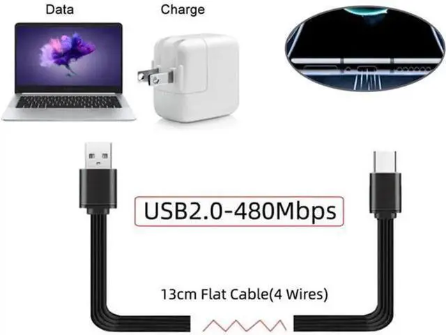 Alt view image 6 of 7 - USB 2.0 Type-A Male to Mini Micro USB Type-C Male Flat Slim FPC Cable, 13cm Flexible Ribbon Charging Data Cord for FPV Drone, Hard Disk, Mobile Phone, 3Pcs/Set