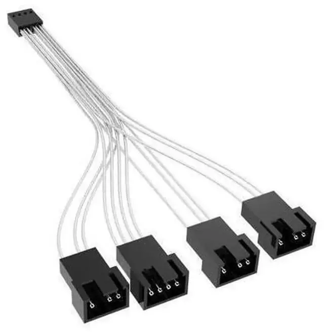 Main image of Desktop Computer CPU Fan PWM Extension Cable 4Pin 1 to 4 Splitter, 4 Silver Plated Copper Wire, Support 3Pin/4Pin PWM Cooling Fans, Compatible with ASUS MSI Gigabyte ASRock Motherboard, PC Case CPU Co