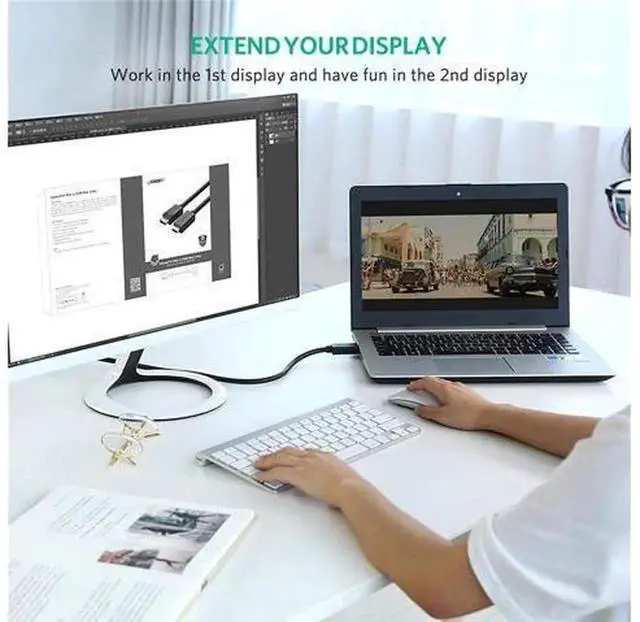 Alt view image 7 of 7 - UGREEN 4K DisplayPort to HDMI Cable, Uni-Directional UHD DP to HDMI Video Cord, DP Male to HDMI Male Connector for Computer, HDTV, Monitor, Projector, Laptop, 6FT Length