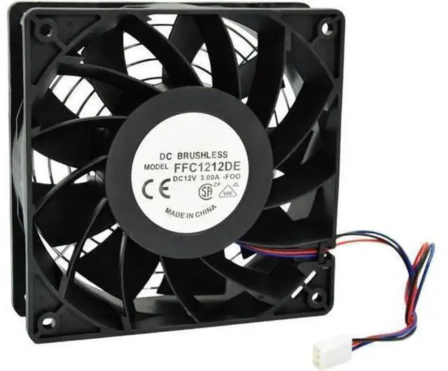 Main image of 120mm 12cm High CFM PC Case Cooling Fan FFC1212DE, DC 12V 3-Pin 3-Wire Computer CPU Cooler Fan, 4000RPM 200CFM High Speed Fan with Metal Finger Safety Guard Grill for Chassis & Industrial Cooling