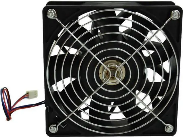 Alt view image 3 of 6 - 120mm 12cm High CFM PC Case Cooling Fan FFC1212DE, DC 12V 3-Pin 3-Wire Computer CPU Cooler Fan, 4000RPM 200CFM High Speed Fan with Metal Finger Safety Guard Grill for Chassis & Industrial Cooling