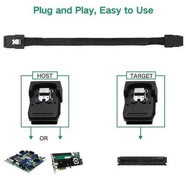 Alt view image 6 of 6 - Internal 36 Pin Mini SAS SFF-8087 to SFF-8087 Data Cable, Male to Male Mini SAS Cord, 50cm 1.65ft Server Cable for RAID Controller, SAS SATA HBA Card and Data Storage System