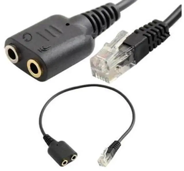 Main image of 25cm RJ9 Male to Dual 3.5mm Female Audio Adapter Cable, RJ9 Phone Headset Jack Converter Cord for Telephone Headset Connect to PC Computer, 1 Piece