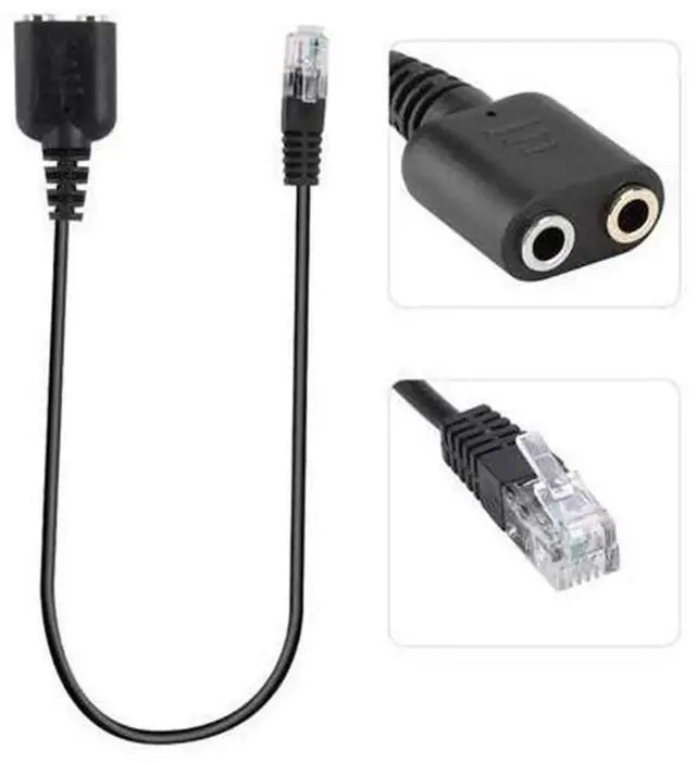 Alt view image 2 of 4 - 25cm RJ9 Male to Dual 3.5mm Female Audio Adapter Cable, RJ9 Phone Headset Jack Converter Cord for Telephone Headset Connect to PC Computer, 1 Piece