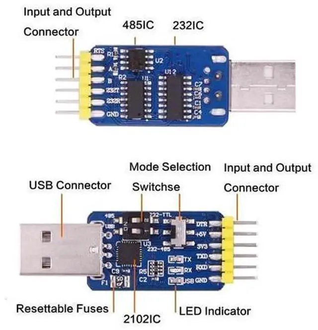 Alt view image 6 of 7 - USB-UART 6-in-1 USB to Serial Converter, CP2102 Multifunctional Adapter Module, USB to TTL/RS485/RS232, Bidirectional Signal Conversion, Compatible with Windows Linux Arduino