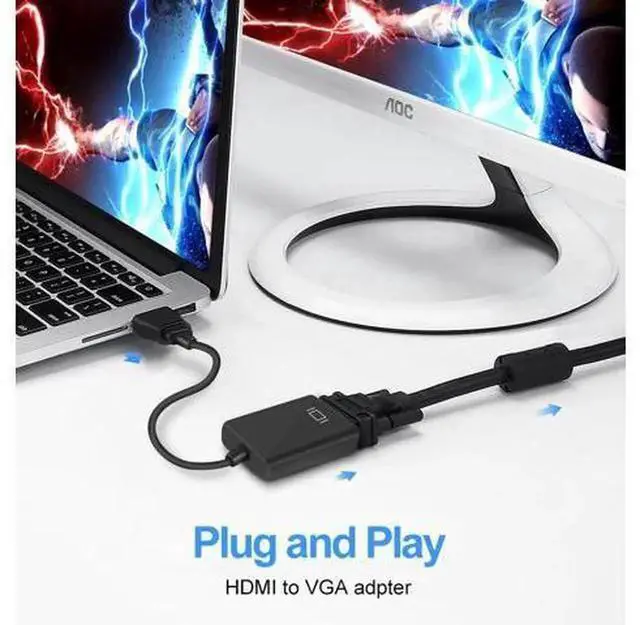 Alt view image 3 of 5 - Mini to VGA Adapter Cable, 1080P Mini to VGA Video Extensor Converter with Audio, Compatible with TV Box, PS4 and Other Devices