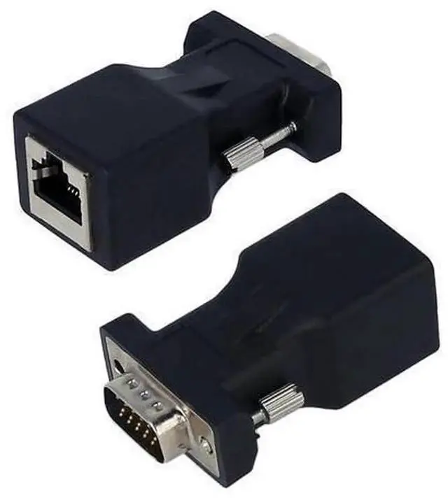 Main image of 2PCS VGA to RJ45 Adapter, VGA Male to RJ45 Ethernet Port Converter, Extend VGA Signal Over CAT5e CAT6 Network Cable