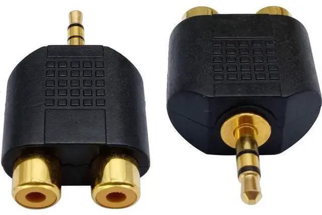 Alt view image 2 of 7 - 5 Pack 3.5mm Stereo to 2 RCA Female Audio Splitter Adapter, Gold Plated 3 Pole 1/8 inch AUX Male to Dual RCA Y-Splitter Audio Converter