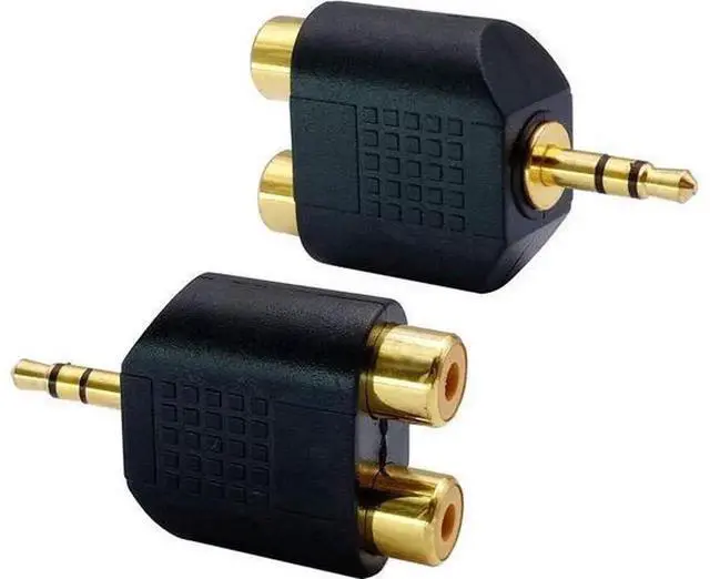 Alt view image 4 of 7 - 5 Pack 3.5mm Stereo to 2 RCA Female Audio Splitter Adapter, Gold Plated 3 Pole 1/8 inch AUX Male to Dual RCA Y-Splitter Audio Converter