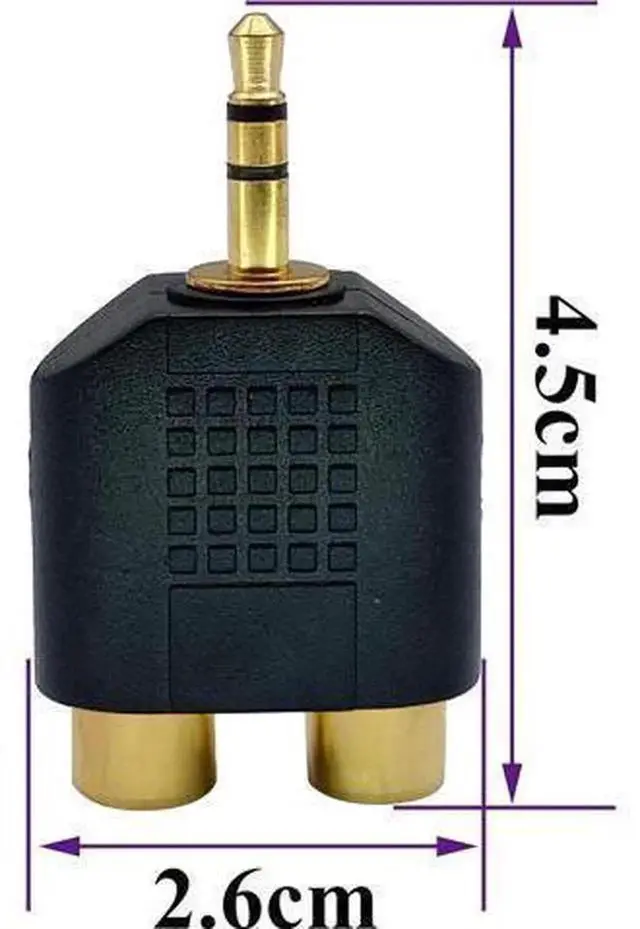 Alt view image 3 of 7 - 5 Pack 3.5mm Stereo to 2 RCA Female Audio Splitter Adapter, Gold Plated 3 Pole 1/8 inch AUX Male to Dual RCA Y-Splitter Audio Converter
