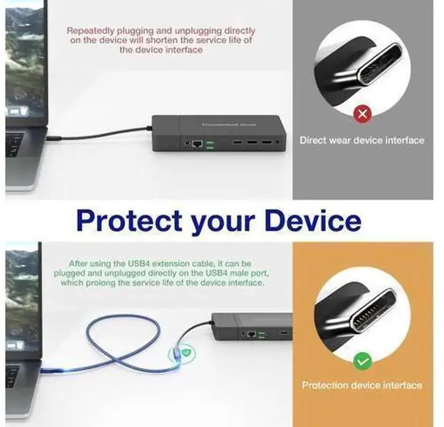 Alt view image 4 of 7 - 2.62Ft USB4 Extension Cable, Thunderbolt 3/4 Compatible USB C 4.0 Extender Cord, Support PD 100W 20V5A Charging, 40Gbps Data Transfer, 8K@60Hz Video Output for MacBook, iMac, Dell XPS, Intel NUC, Dell