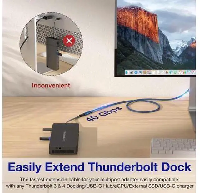 Alt view image 3 of 7 - 2.62Ft USB4 Extension Cable, Thunderbolt 3/4 Compatible USB C 4.0 Extender Cord, Support PD 100W 20V5A Charging, 40Gbps Data Transfer, 8K@60Hz Video Output for MacBook, iMac, Dell XPS, Intel NUC, Dell
