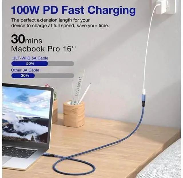 Alt view image 5 of 7 - 2.62Ft USB4 Extension Cable, Thunderbolt 3/4 Compatible USB C 4.0 Extender Cord, Support PD 100W 20V5A Charging, 40Gbps Data Transfer, 8K@60Hz Video Output for MacBook, iMac, Dell XPS, Intel NUC, Dell