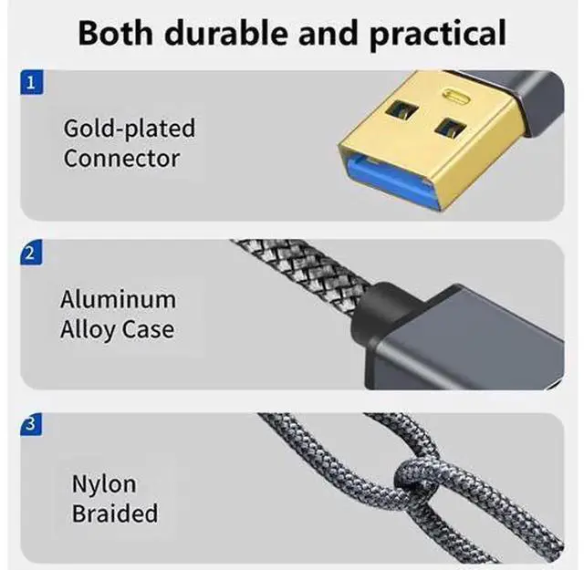 Alt view image 2 of 5 - USB 3.0 Male to Male Data Cable, Dual USB 3.0 Type A Male Connectors, 5M Length High Speed Transfer Cord for Mobile Hard Drive Enclosure, Notebook Computer Cooler, External Equipment Connection Cable