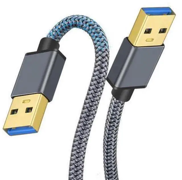 Alt view image 4 of 5 - USB 3.0 Male to Male Data Cable, Dual USB 3.0 Type A Male Connectors, 5M Length High Speed Transfer Cord for Mobile Hard Drive Enclosure, Notebook Computer Cooler, External Equipment Connection Cable