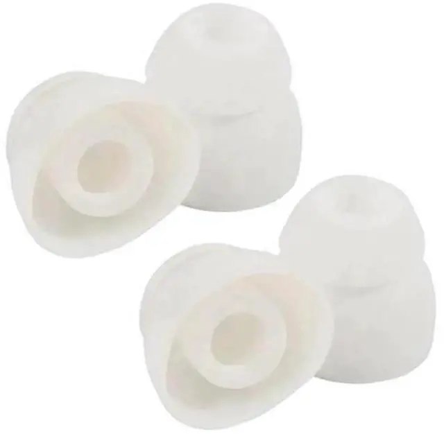 Main image of 1 Pair White Replacement Double Flange Silicone Ear Tips, Soft Earbuds Silicone Pads Compatible with In Ear Headphones, Earphone Sleeves with 4.5mm Inner Bore, Comfort Noise Isolation In-Ear Headset A
