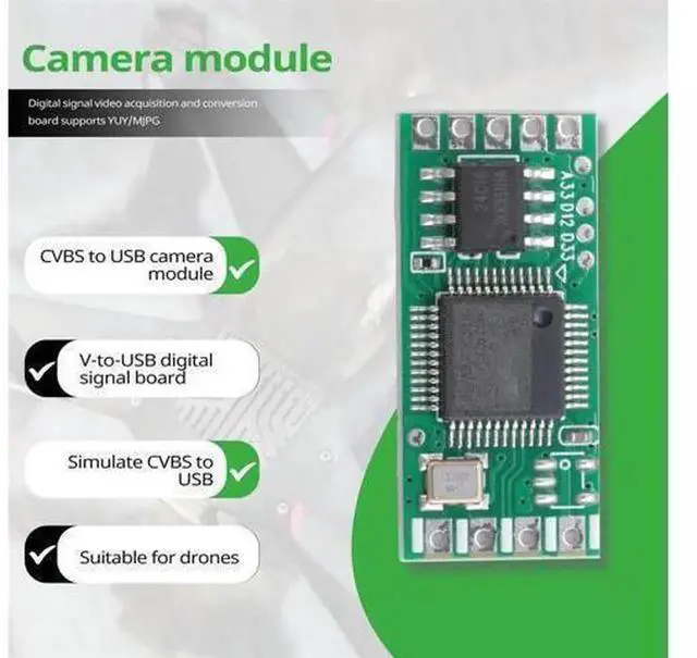 Alt view image 3 of 4 - 2Pcs Analog CVBS to USB Camera Module, AV to USB Digital Video Signal Capture Conversion Board, CVBS AV Signal to USB Adapter Module, Support YUYV MJPG Output for Monitoring, Video Collection and Imag