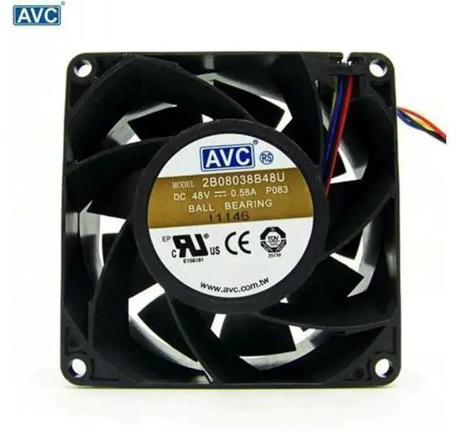 Main image of 808038mm PWM Cooling Fan Replacement, Compatible with AVC 2B08038B48U, DC 48V 0.58A 8CM 8038 4-Pin PWM Fan, High Airflow Powerful Cabinet Industrial Cooling Fan for Chassis, Equipment Heat Dissipation