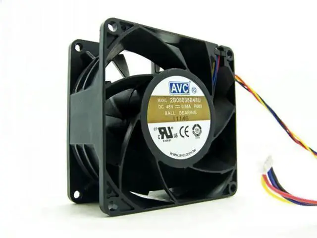 Alt view image 3 of 6 - 808038mm PWM Cooling Fan Replacement, Compatible with AVC 2B08038B48U, DC 48V 0.58A 8CM 8038 4-Pin PWM Fan, High Airflow Powerful Cabinet Industrial Cooling Fan for Chassis, Equipment Heat Dissipation