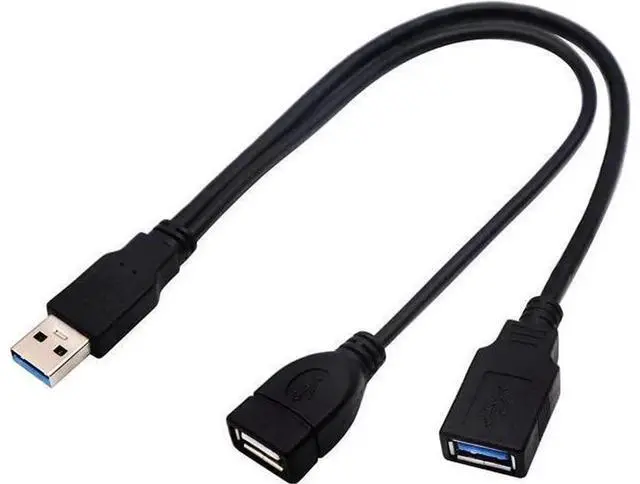 Main image of AAOTOKK USB 3.0 A Y Splitter Cable, USB 3.0 Type A Male to Dual USB 3.0 A Female & USB 2.0 A Female, Extra Power Supply Y Cable for Data Transfer and Charging, 30cm / 12 Inch