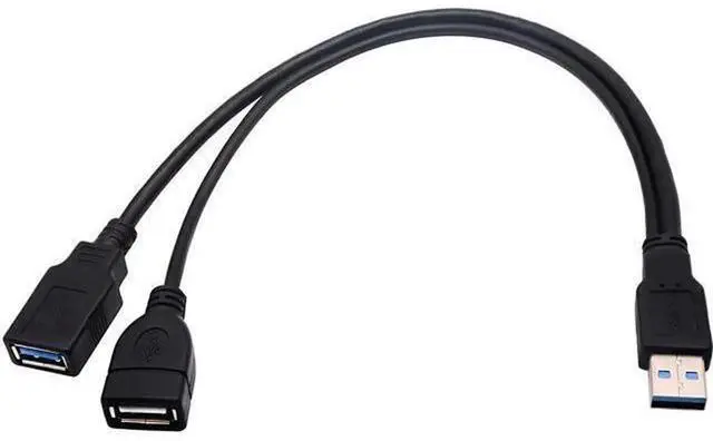Alt view image 2 of 7 - AAOTOKK USB 3.0 A Y Splitter Cable, USB 3.0 Type A Male to Dual USB 3.0 A Female & USB 2.0 A Female, Extra Power Supply Y Cable for Data Transfer and Charging, 30cm / 12 Inch