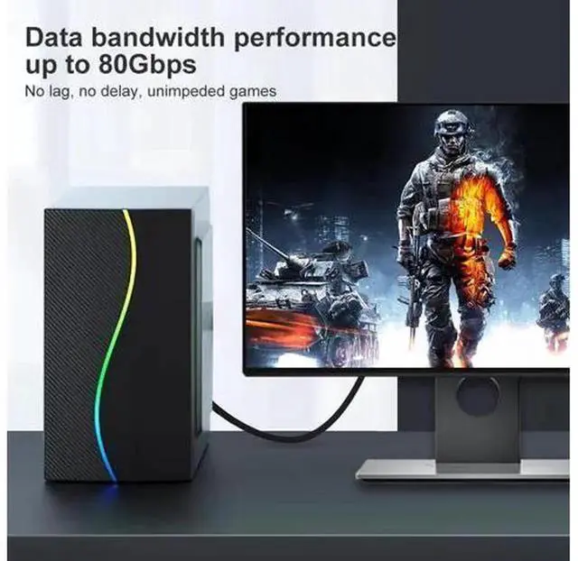 Alt view image 4 of 5 - DP 2.0 DisplayPort Cable, Support 16K@60Hz, 8K, 4K@165Hz, HDR, 80Gbps High Speed Display Port 2.0 Cord, Video Transmission Cable for PC, Laptop, Monitor, HDTV & Graphics Card