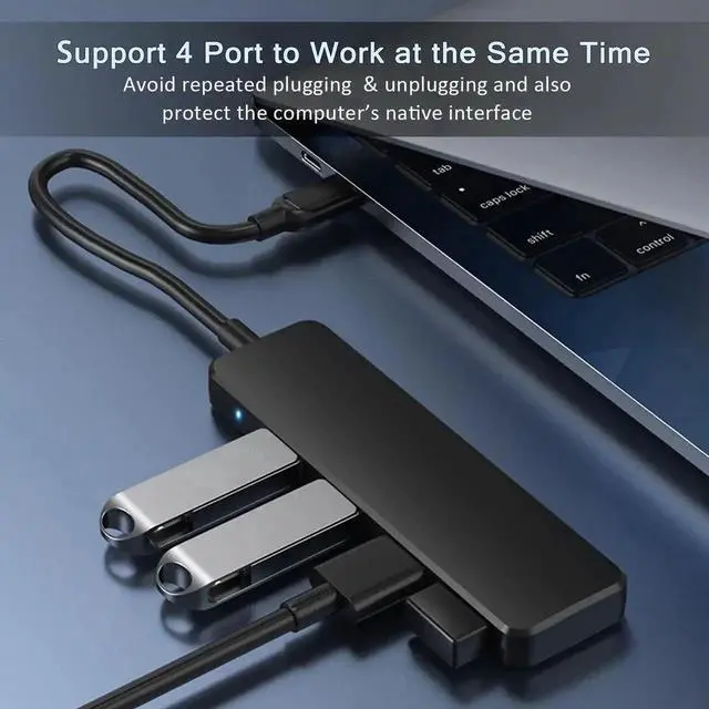 Alt view image 6 of 7 - 4-Port USB 3.0 Hub, Multiport USB Splitter USB Expander Adapter for Laptop, Xbox, USB Flash Drive, Mobile HDD, Game Console, Printer, Camera, Keyboard, Mouse
