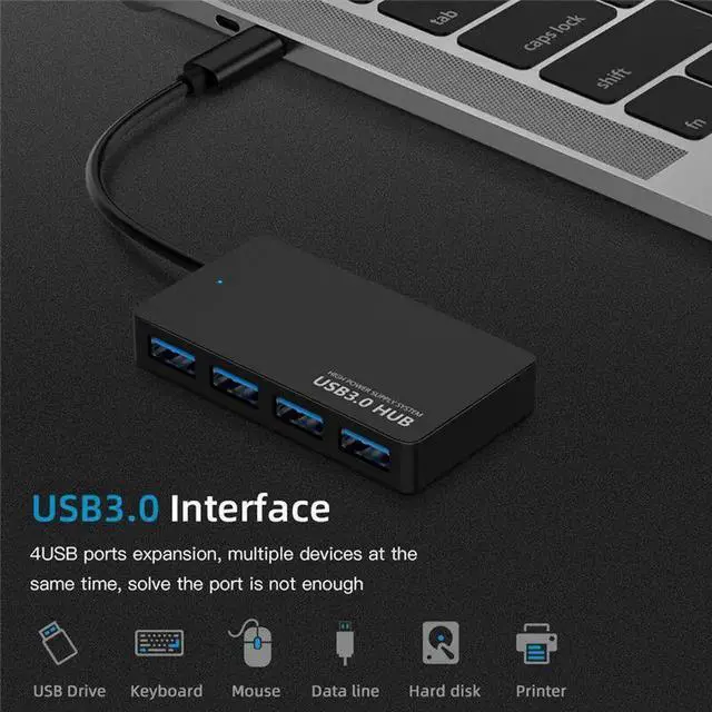 Alt view image 4 of 7 - 4 Ports USB Type C Hub, USB C to 4 USB 3.0 Splitter, High Speed USB 3.0 Converter Adapter for MacBook, Laptop, Tablet and Computer