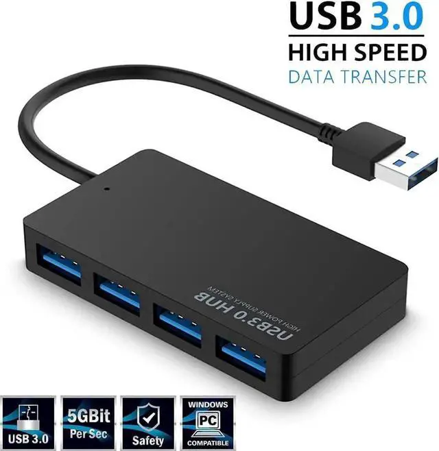 Alt view image 6 of 6 - 4 Port USB 3.0 Hub, Ultra Slim Portable USB Port Expander Multiport Data Hub Adapter for Keyboard, Mouse, Printer, USB Fan, USB Lamp and Portable Storage Devices