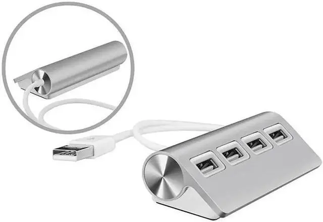 Alt view image 3 of 5 - Premium 4 Port Aluminum USB Hub with 11 Inch Shielded Cable, Multiport USB Expander Compatible with iMac, PCs and Laptops