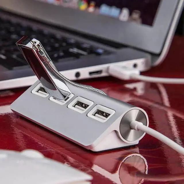 Alt view image 4 of 5 - Premium 4 Port Aluminum USB Hub with 11 Inch Shielded Cable, Multiport USB Expander Compatible with iMac, PCs and Laptops